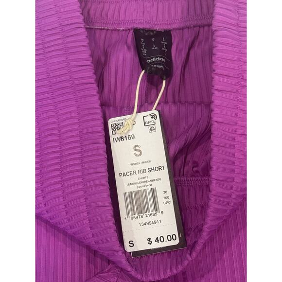 Adidas Women’s Small Pacer Rib Shorts High Rise Athletic Bottoms Training NEW - Picture 7 of 11